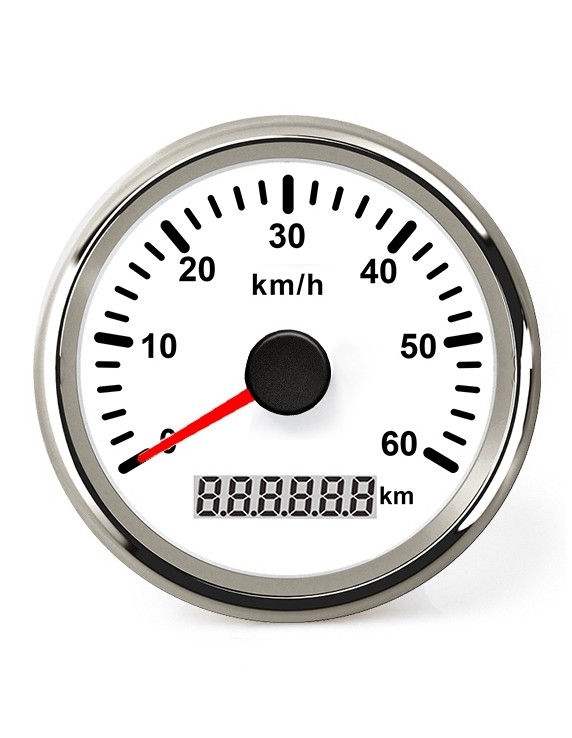 Hollex GPS Snelheidsmeter Wit/RVS 0-60km/h 9-32V