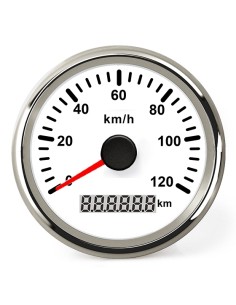 Hollex GPS Snelheidsmeter Wit/RVS 0-120km/h 9-32V