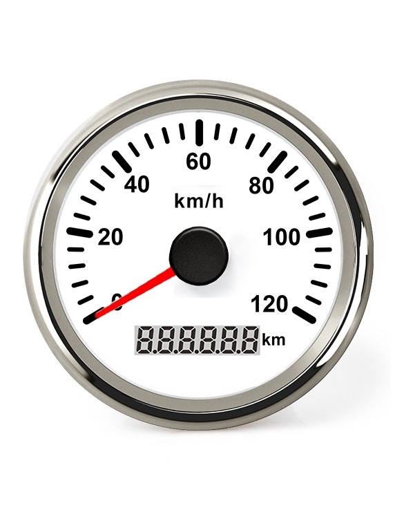Hollex GPS Snelheidsmeter Wit/RVS 0-120km/h 9-32V