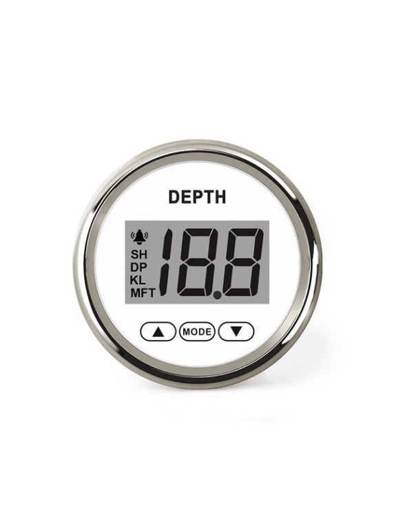 Hollex Dieptemeter Wit/RVS 9-32V + Spiegeltransducer