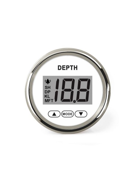 Hollex Dieptemeter Wit/RVS 9-32V + Spiegeltransducer
