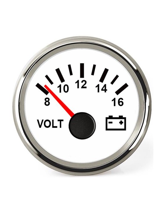 Hollex Voltmeter Wit/RVS 8-16V