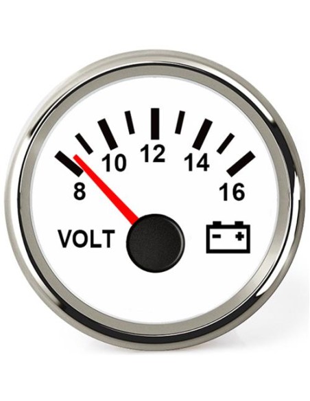 Hollex Voltmeter Wit/RVS 8-16V