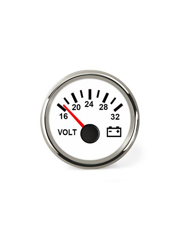 Hollex Voltmeter Wit/RVS 18-32V
