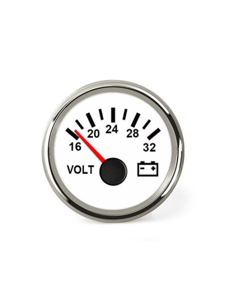 Hollex Voltmeter Wit/RVS 18-32V