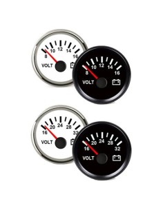 Hollex Voltmeter Wit/RVS 18-32V 2