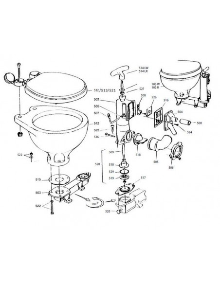 Nr.501.W RM69 Pomphuis voor handtoilet compleet Q