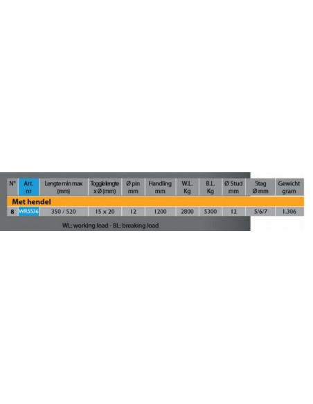 Achterstagspanner met hendel - d 5/6/7