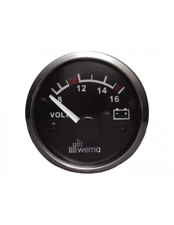 Wema Silver Gauge voltmeter 12V wit of zwart