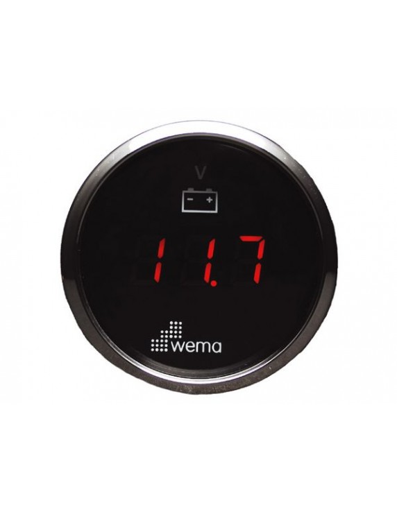 Wema Silver Gauge voltmeter LED wit of zwart