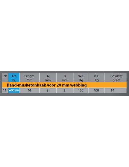 Band musketonhaak voor 20mm