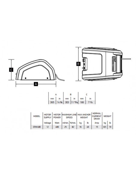 CRW400 Captive Ankerlier 12V