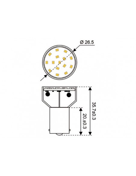 15xSMD-BA15s LED 15 10-30V 2700K 11W 120 lumen