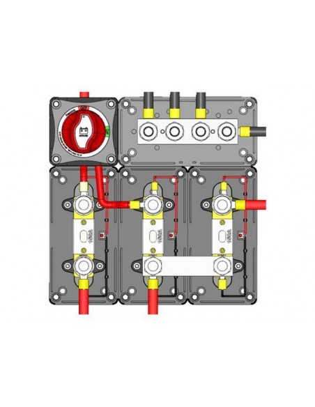 Busbar heavy duty 12xM4 met 4xM6 stud max 100A