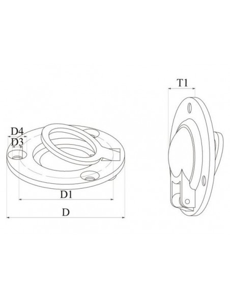 Luikring rvs flush Ø 50mm