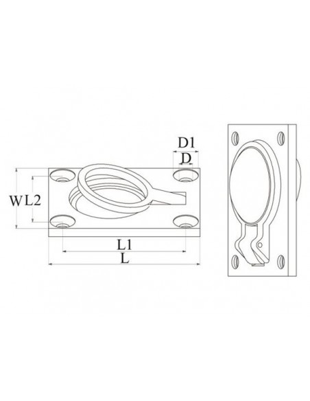 Luikring rvs flush  48x38mm