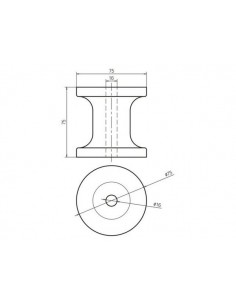 Boegrol PU L75mm Ø75mm voor as 16mm 2