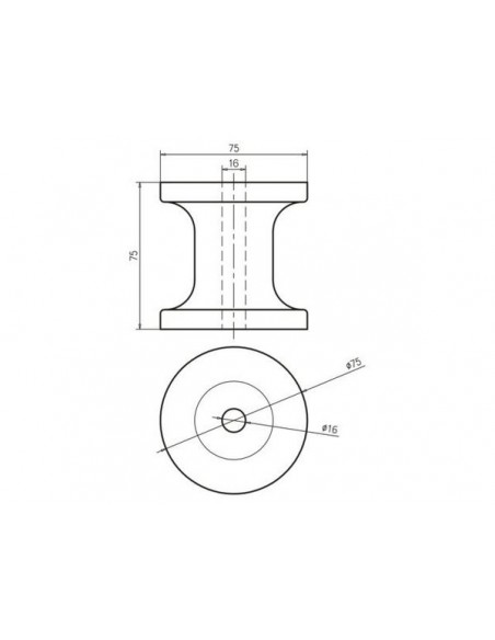 Boegrol PU L75mm Ø75mm voor as 16mm