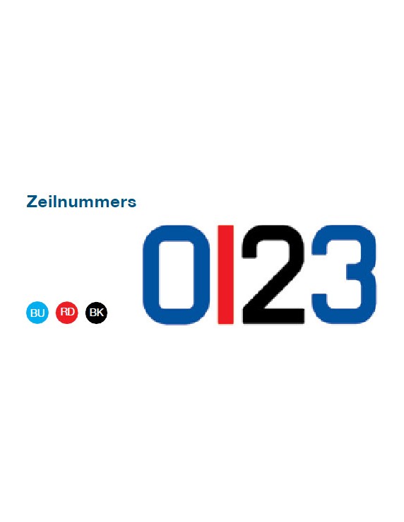 Zeilnummers 230 mm blauw 