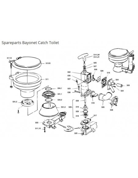 RM69 onderdelen Handtoilet met Bayonet sluiting